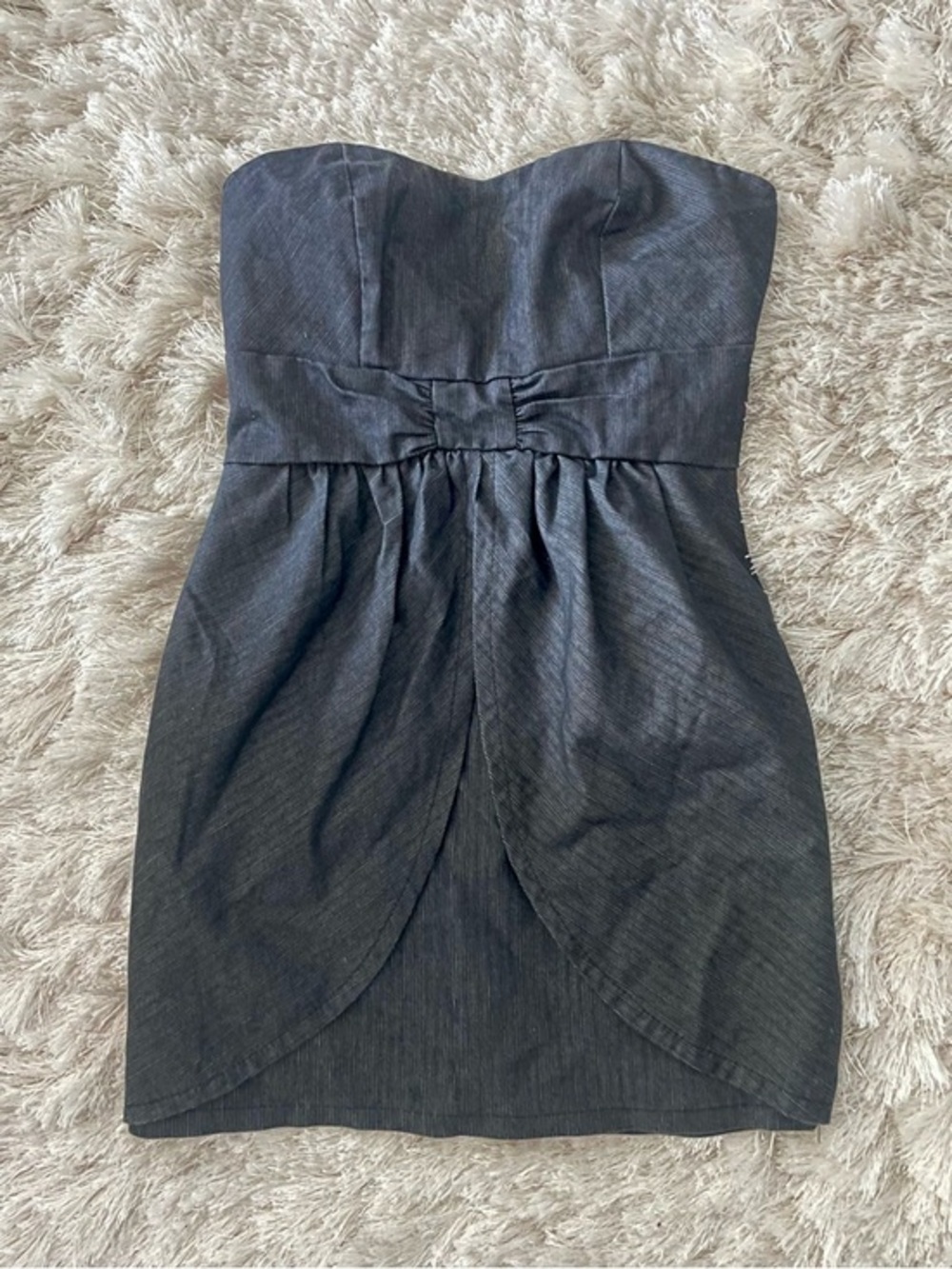 Must Have Strapless Dark Gray Bustier Tulip Dress